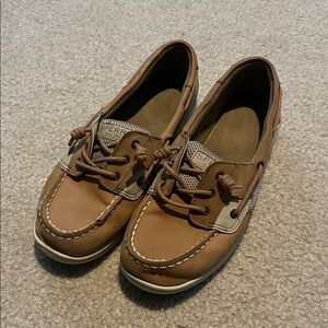 Kids Sperry Tan Leather Boat Shoes